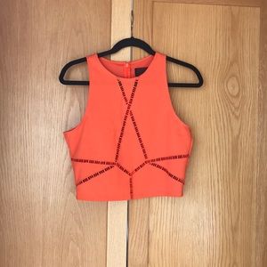 NWT h&m orange cut out crop top